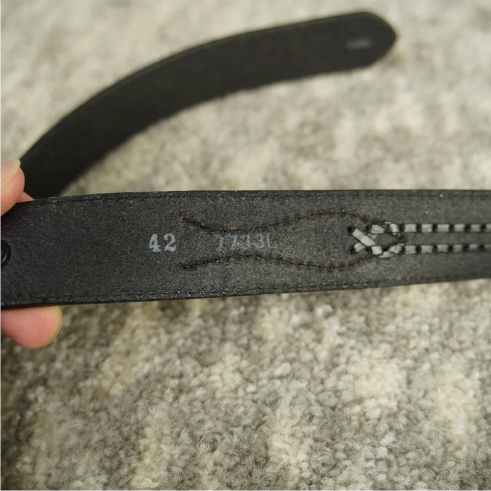 VTG Tony Lama South Western Black Leather Belt 7733 L Size 42 Braided No Buckle - Picture 9 of 10